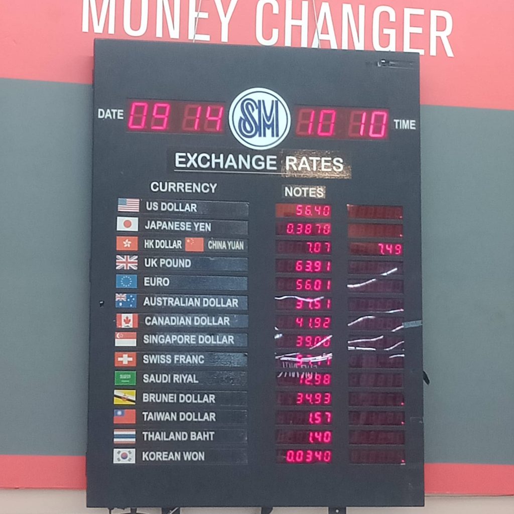 9/14 SM fairview の両替レート | フィリピン旅行専門店